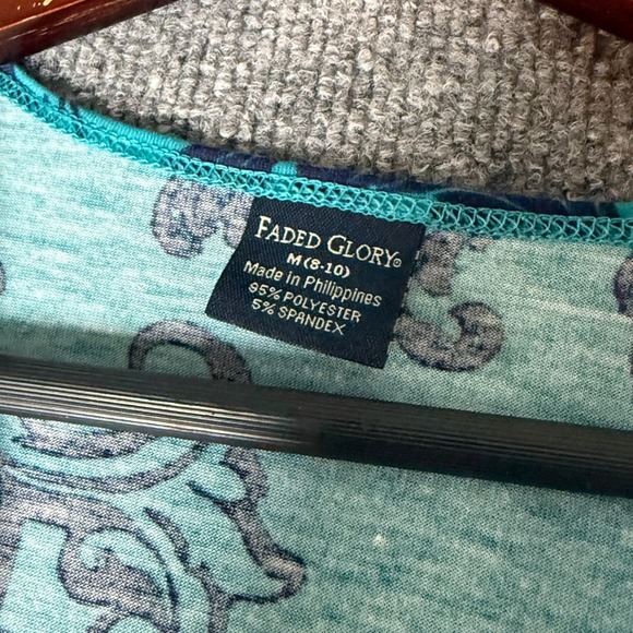 Faded Glory Women Teal Navy‎ Paisley Print Kimono Dress Size M 8 10 V Neck - Picture 4 of 8